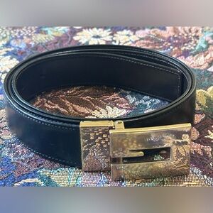 Vtg Gucci G Gold Buckle Reversible Black Brown Leather Men’s Belt Size 100-40